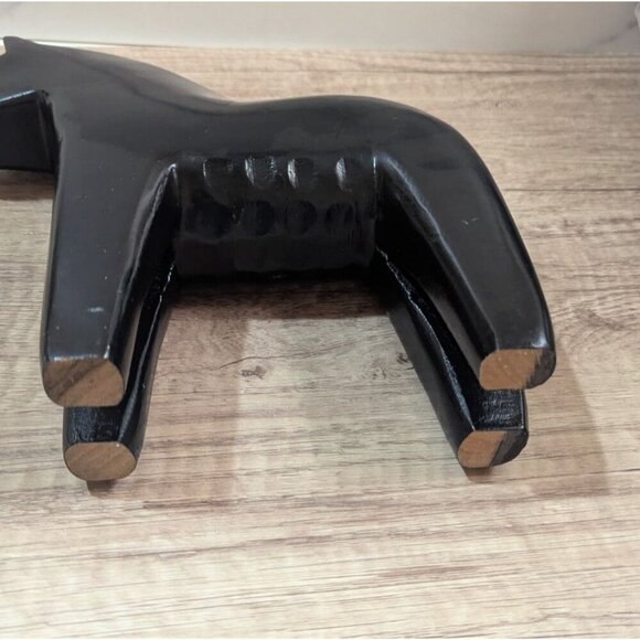 Ikea Black Wooden Horse Figurine statue Large 11"x 9.5" Swedish - Picture 5 of 10
